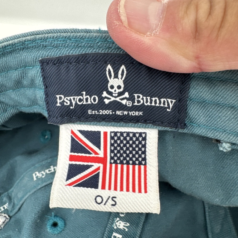 Psycho Bunny Men's One Size Cotton Turquoise Relaxed Fit Adjustable Dad Hat - Picture 8 of 11